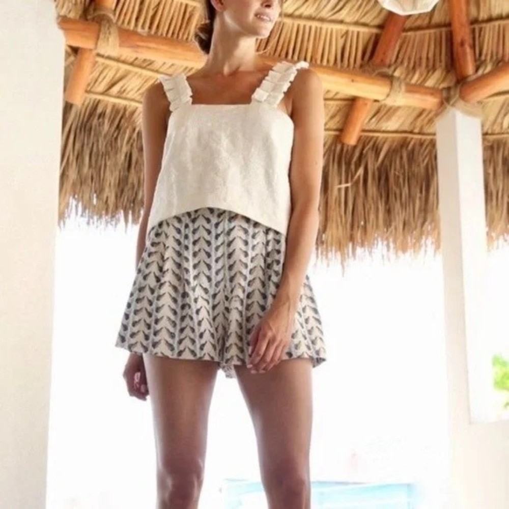 High-Waist Printed Women’s Shorts in Cream and Black